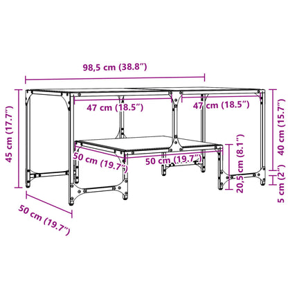Tavolini con Piano Vetro Trasparente 2 pz 98,5x50x45 cm Acciaio | homemem39