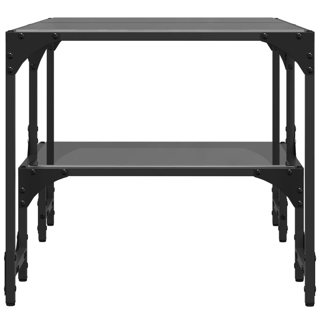 Tavolino con Piano in Vetro Nero 98,5x50x45 cm Acciaio | homemem39