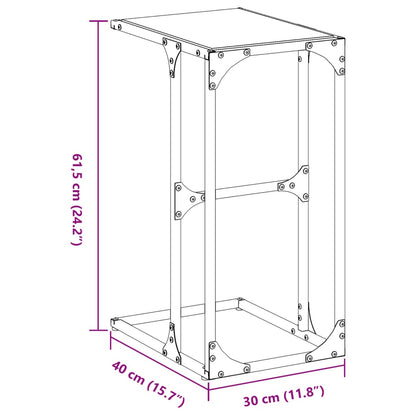 Tavolino con Vetro Trasparente 40x30x61,5cm in Acciaio