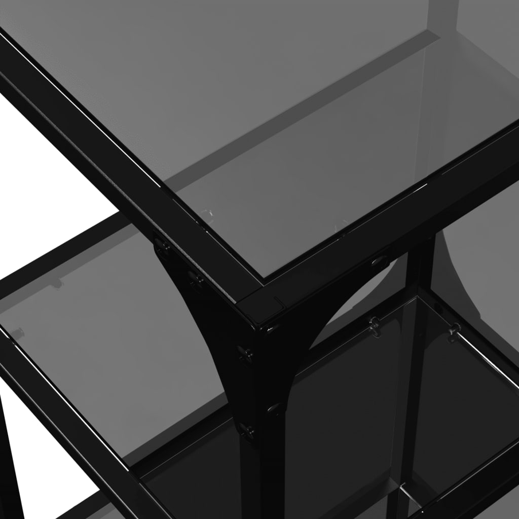 Scaffale con Piano in Vetro Nero 40x30x95cm in Acciaio - homemem39