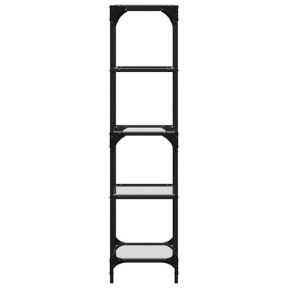 Scaffale con Piano in Vetro Trasparente 40x30x123cm in Acciaio - homemem39