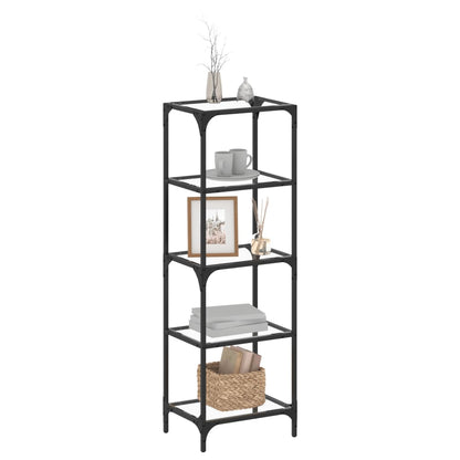Scaffale con Piano in Vetro Nero 40x30x123cm in Acciaio - homemem39
