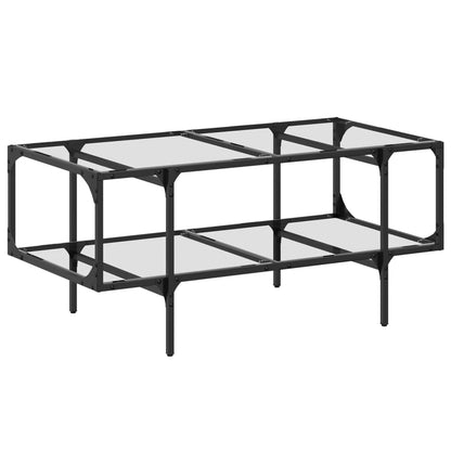 Tavolini con Piano Vetro Trasparente 2 pz 98,5x50x45 cm Acciaio | homemem39