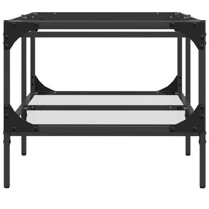 Tavolini con Piano Vetro Trasparente 2 pz 98,5x50x45 cm Acciaio | homemem39
