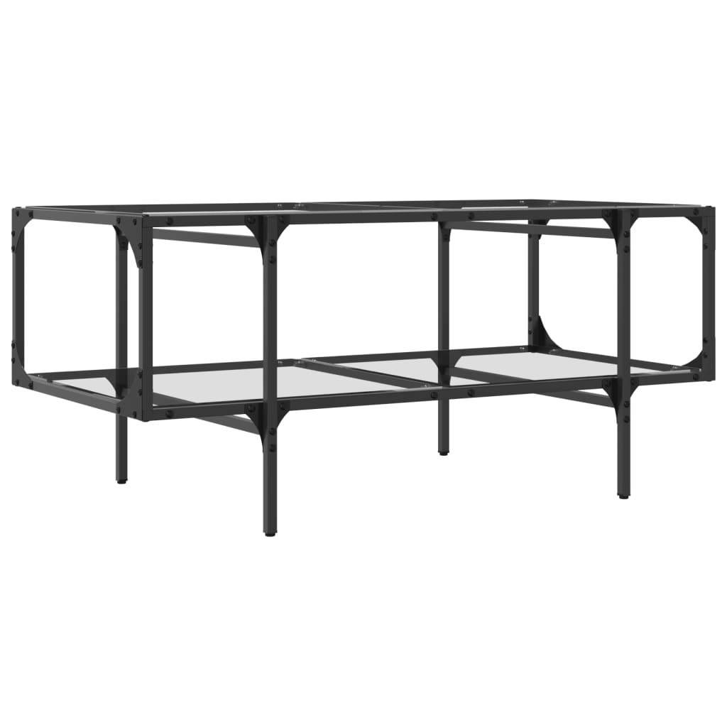 Tavolini con Piano Vetro Trasparente 2 pz 98,5x50x45 cm Acciaio | homemem39
