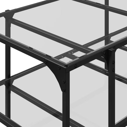 Tavolini con Piano Vetro Trasparente 2 pz 98,5x50x45 cm Acciaio | homemem39