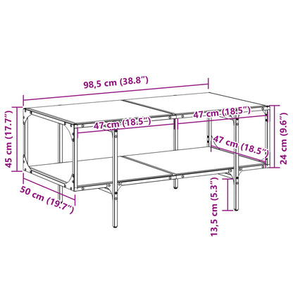 Tavolini con Piano Vetro Trasparente 2 pz 98,5x50x45 cm Acciaio | homemem39