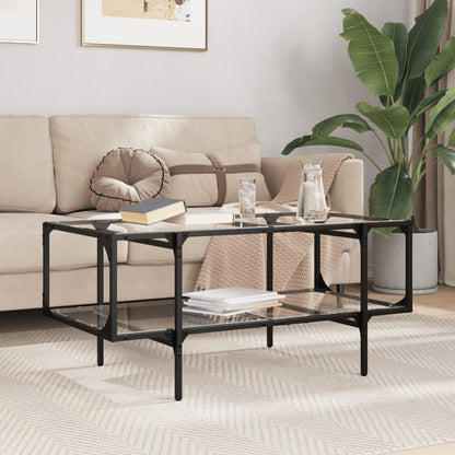 Tavolini con Piano Vetro Trasparente 2 pz 98,5x50x45 cm Acciaio | homemem39