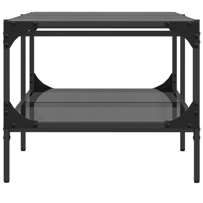 Tavolino con Piano in Vetro Nero 98,5x50x45 cm Acciaio | homemem39