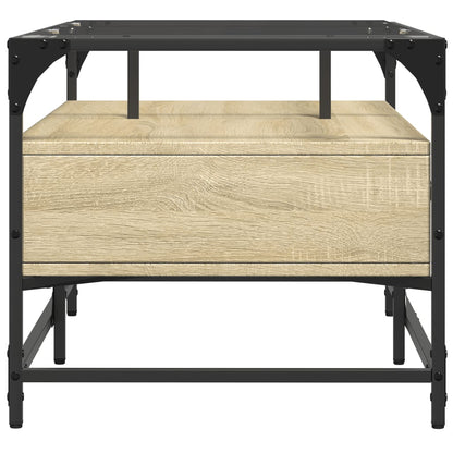 Tavolino con Piano in Vetro Rovere Sonoma 98,5x50x45 cm Acciaio | homemem39