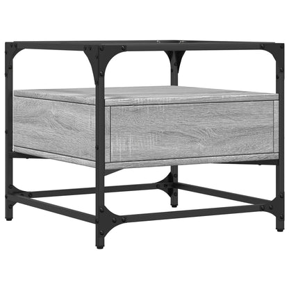 Tavolino con Piano in Vetro Grigio Sonoma 50x50x45 cm Acciaio | homemem39