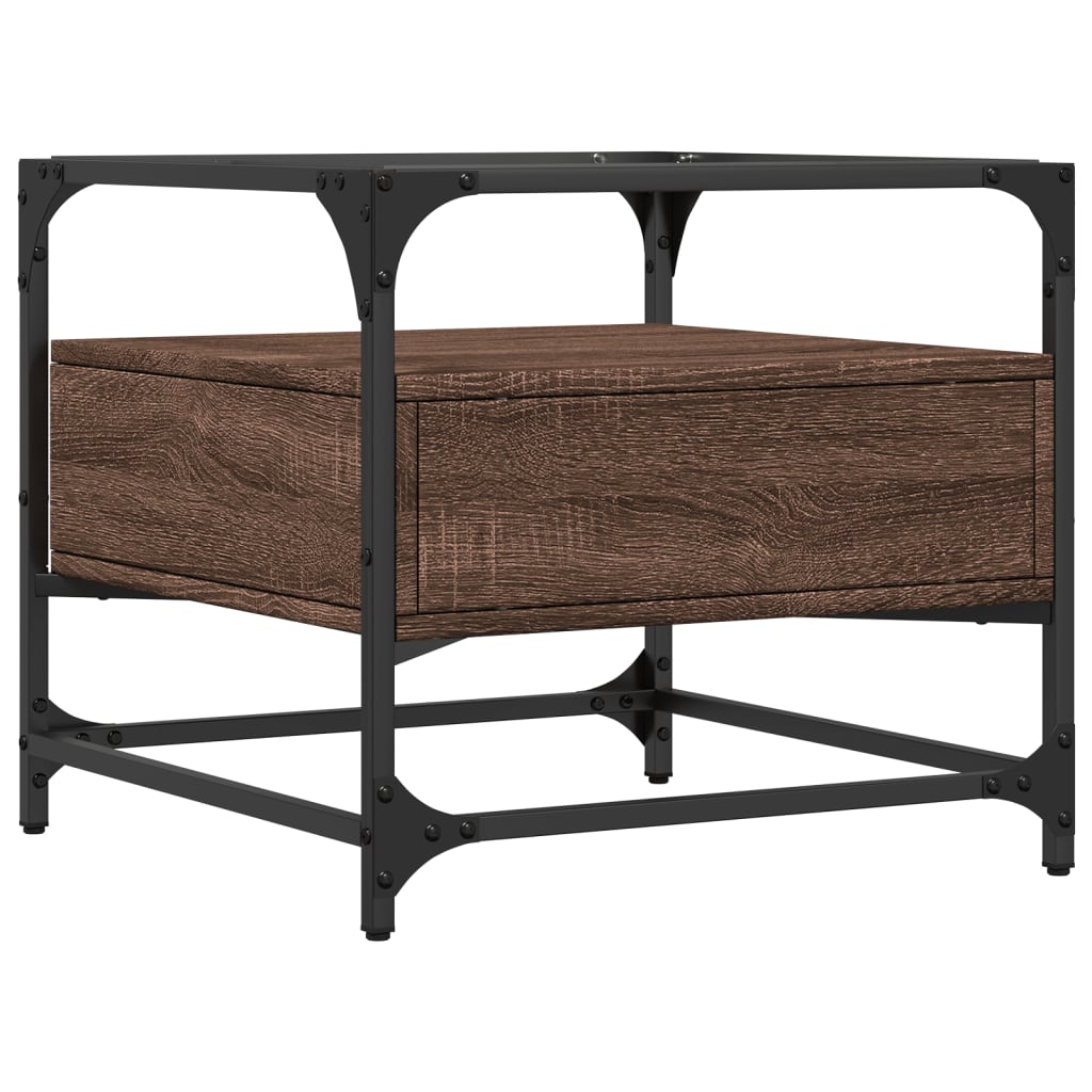 Tavolino Salotto con Ante in Vetro Rovere Marrone 50x50x45 cm | homemem39