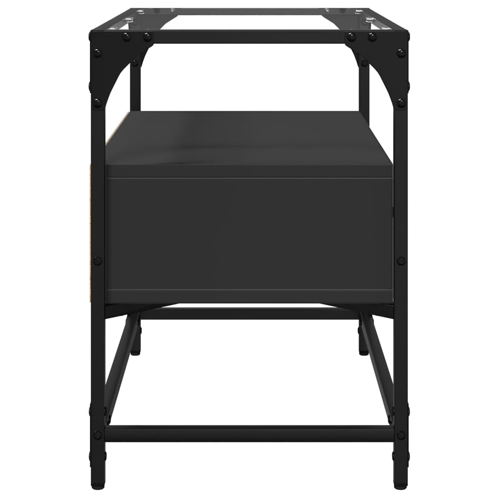 Mobile TV con Piano in Vetro Nero 60x35x51 cm Legno Multistrato - homemem39