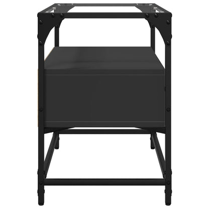 Mobile TV con Piano in Vetro Nero 60x35x51 cm Legno Multistrato - homemem39