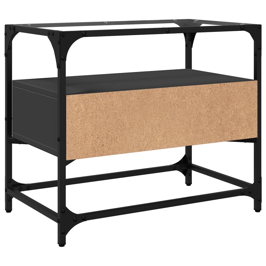 Mobile TV con Piano in Vetro Nero 60x35x51 cm Legno Multistrato - homemem39