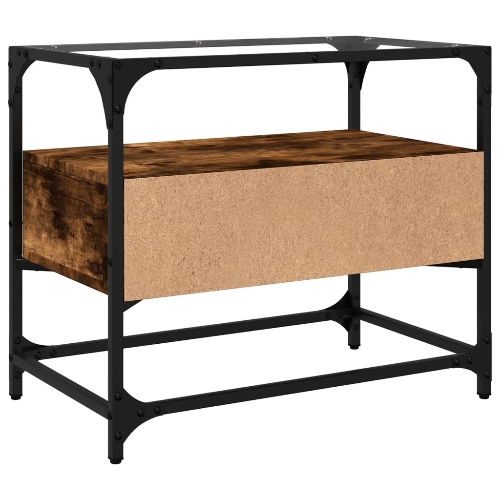 Mobile TV Piano Vetro Rovere Fumo 60x35x51cm Legno Multistrato - homemem39