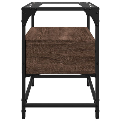 Mobile TV Piano Vetro Rovere Marrone 60x35x51 Legno Multistrato - homemem39