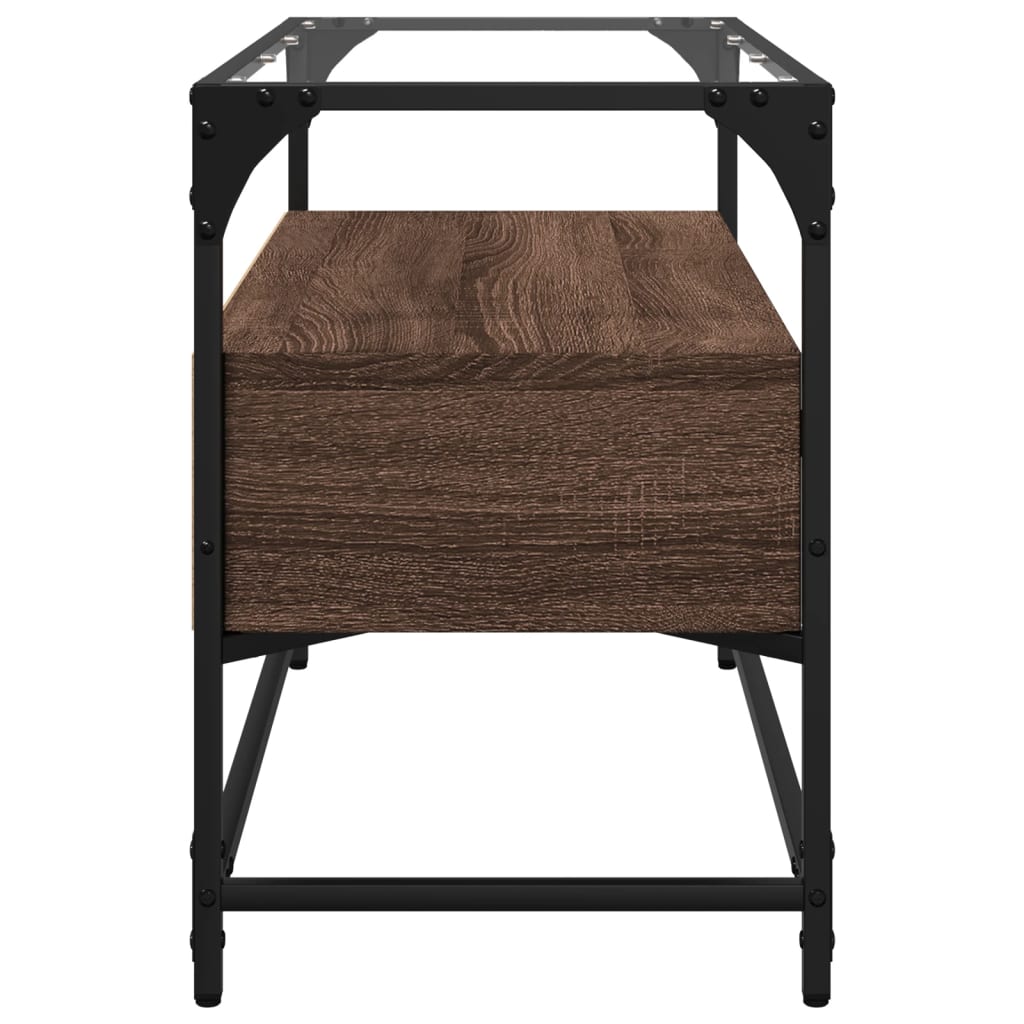 Mobile TV Piano Vetro Rovere Marrone 80x35x51 Legno Multistrato - homemem39