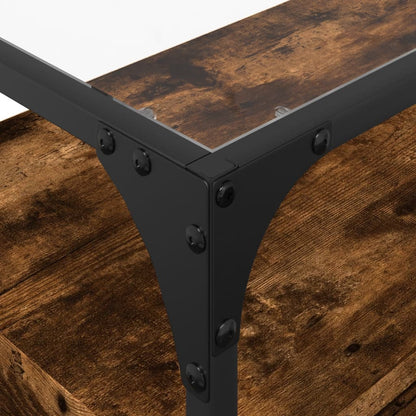 Mobile TV Piano Vetro Rovere Fumo 98x35x51cm Legno Multistrato - homemem39