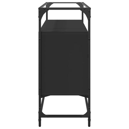 Credenza con Piano in Vetro Nero 98x35x81cm Legno Multistrato | homemem39