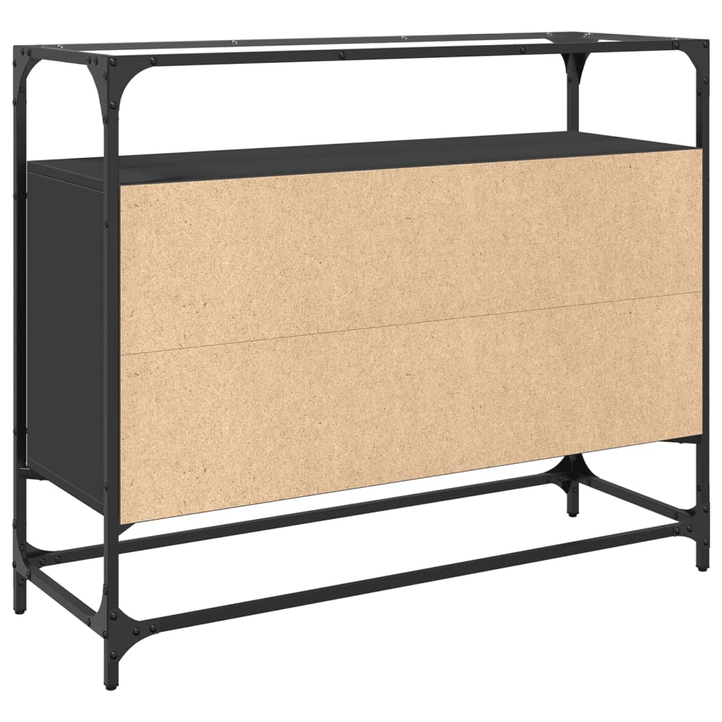 Credenza con Piano in Vetro Nero 98x35x81cm Legno Multistrato - homemem39