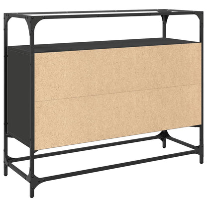 Credenza con Piano in Vetro Nero 98x35x81cm Legno Multistrato - homemem39