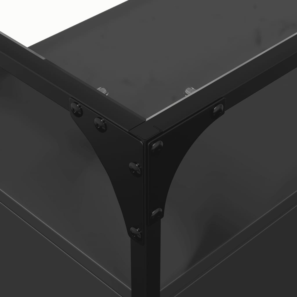 Credenza con Piano in Vetro Nero 98x35x81cm Legno Multistrato | homemem39