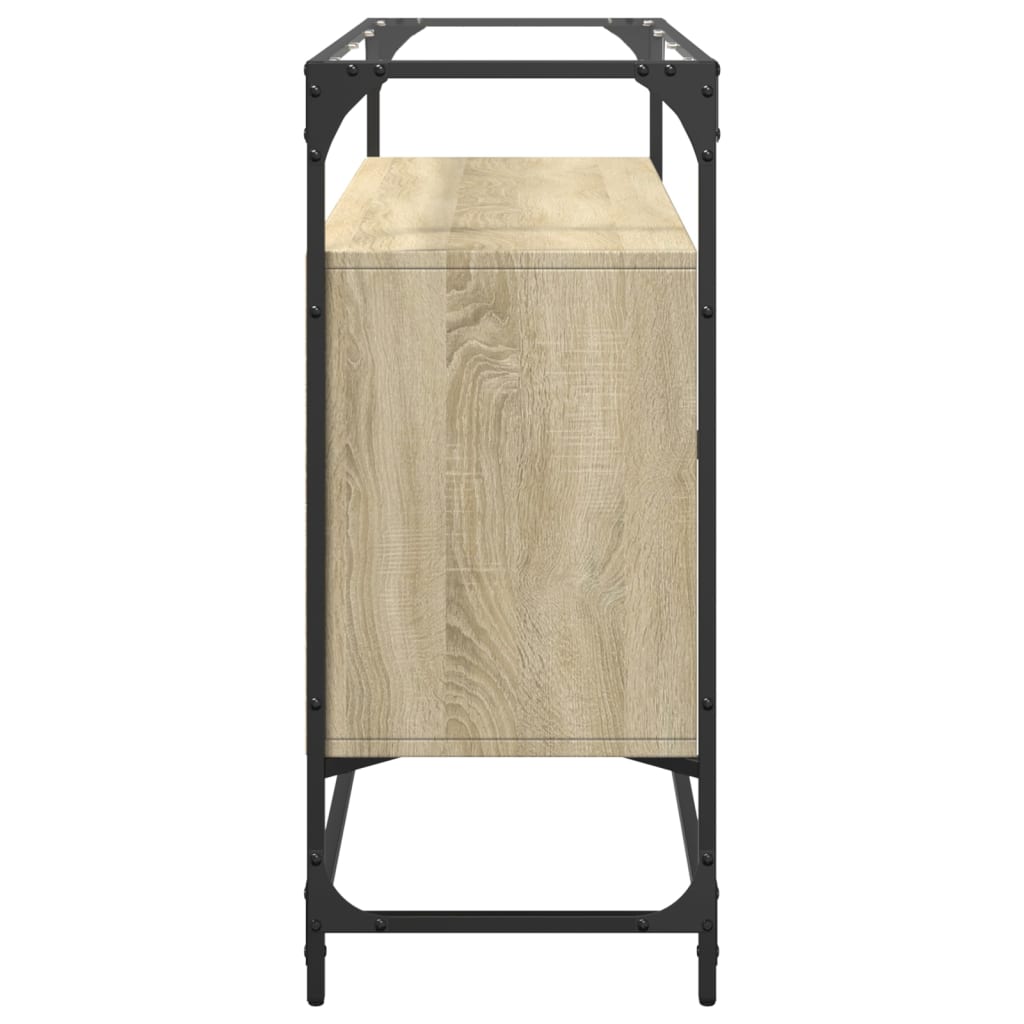 Credenza Piano Vetro Rovere Sonoma 98x35x81cm Legno Multistrato - homemem39