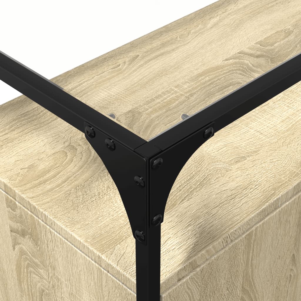 Credenza Piano Vetro Rovere Sonoma 98x35x81cm Legno Multistrato - homemem39