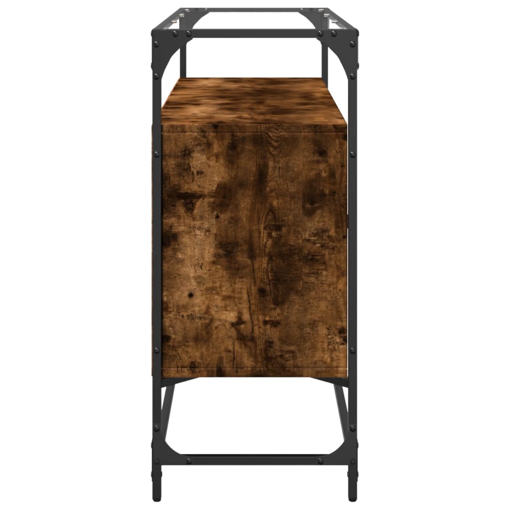 Credenza Piano Vetro Rovere Fumo 98x35x81cm Legno Multistrato - homemem39