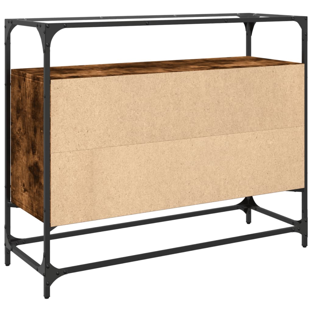 Credenza Piano Vetro Rovere Fumo 98x35x81cm Legno Multistrato - homemem39