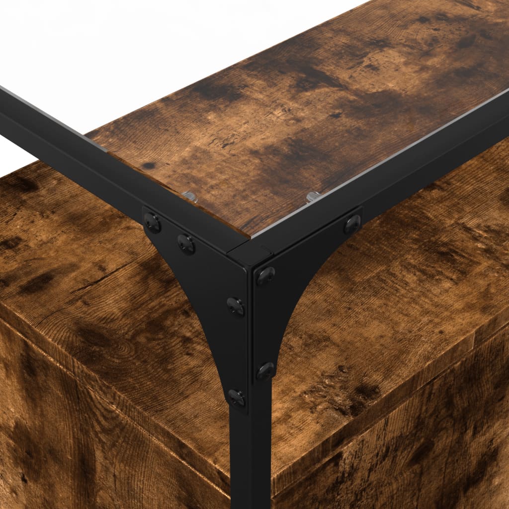 Credenza Piano Vetro Rovere Fumo 98x35x81cm Legno Multistrato - homemem39