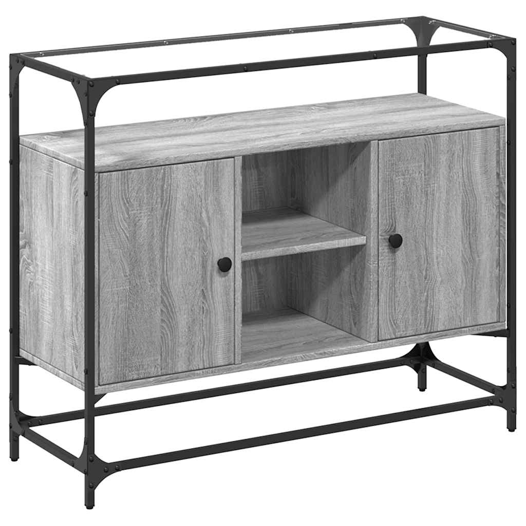Credenza Piano Vetro Grigio Sonoma 98x35x81cm Legno Multistrato | homemem39