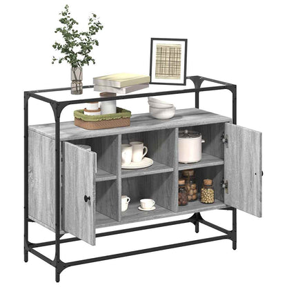 Credenza Piano Vetro Grigio Sonoma 98x35x81cm Legno Multistrato | homemem39