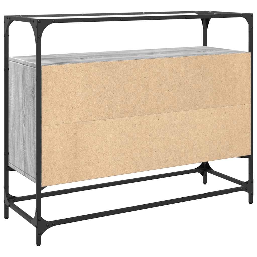 Credenza Piano Vetro Grigio Sonoma 98x35x81cm Legno Multistrato | homemem39