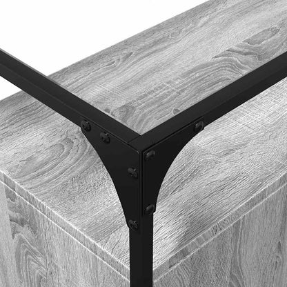 Credenza Piano Vetro Grigio Sonoma 98x35x81cm Legno Multistrato | homemem39