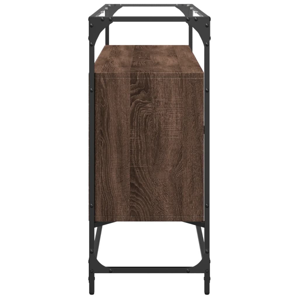 Credenza Piano Vetro Rovere Marrone 98x35x81 Legno Multistrato - homemem39