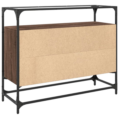 Credenza Piano Vetro Rovere Marrone 98x35x81 Legno Multistrato | homemem39