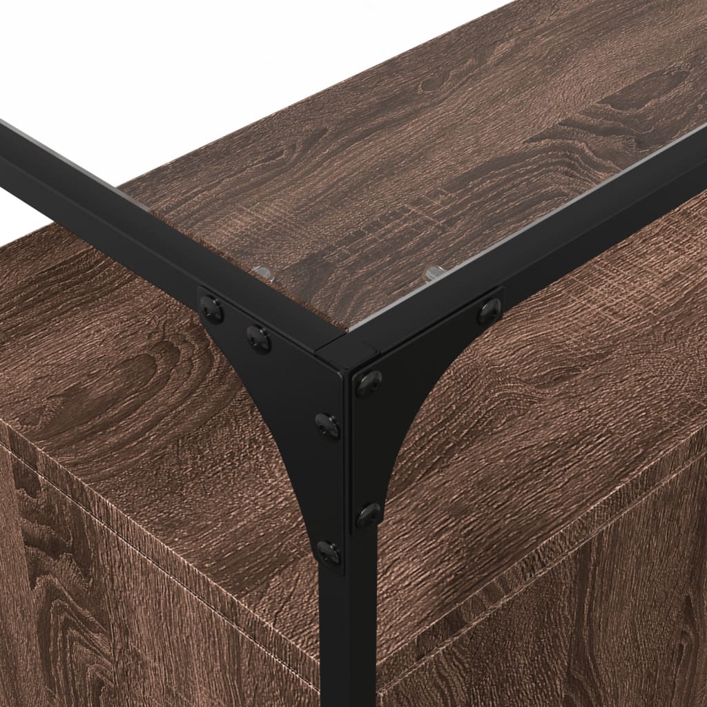 Credenza Piano Vetro Rovere Marrone 98x35x81 Legno Multistrato | homemem39