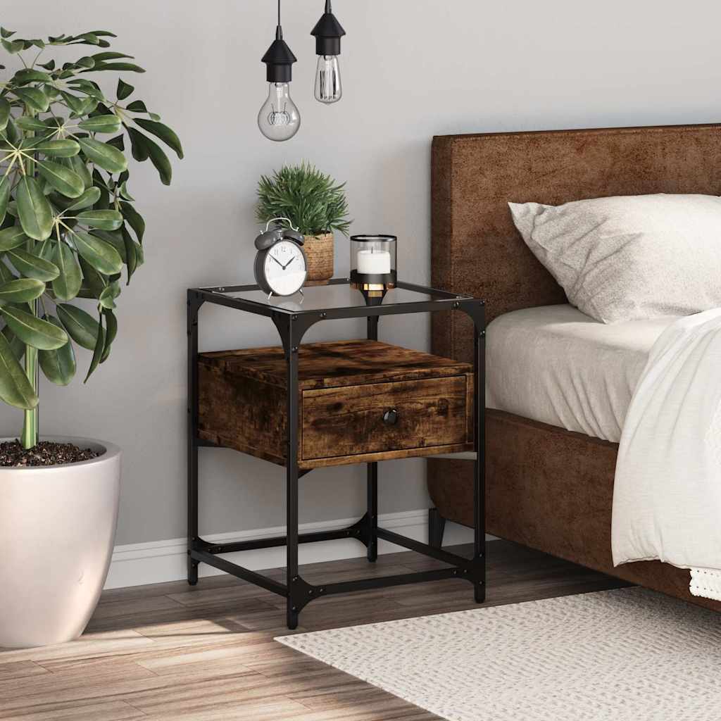 Comodino Rovere Fumo 40x40x55 cm in Legno Multistrato - homemem39