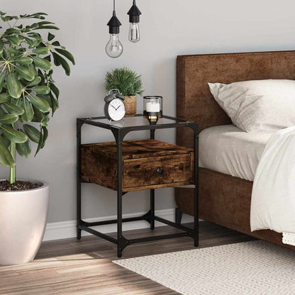 Comodino Rovere Fumo 40x40x55 cm in Legno Multistrato - homemem39