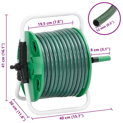 Avvolgitubo Autonomo Verde con Set Raccordi Tubo 0,5" 20 m PVC