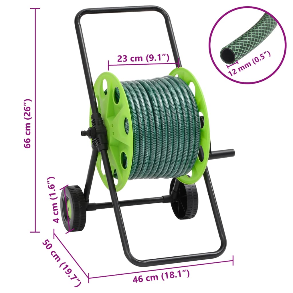 Carrello Avvolgitubo Giardino con Tubo 30 m PVC