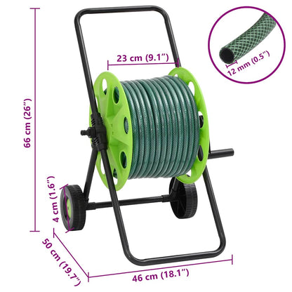 Carrello Avvolgitubo Verde con Set Raccordi Tubo 0,5" 30 m PVC