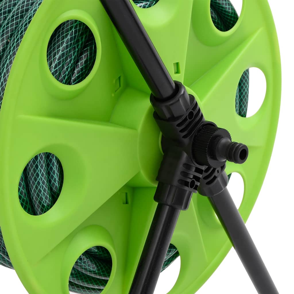 Carrello Avvolgitubo Verde con Set Raccordi Tubo 0,75" 20 m PVC