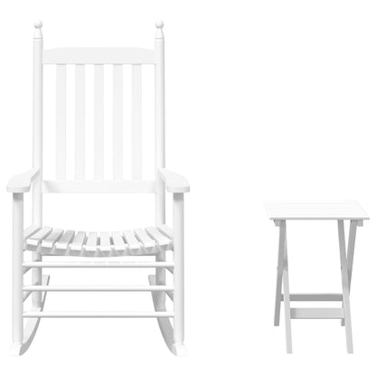 Sedia a Dondolo con Tavolino Pieghevole Bianco Massello Pioppo | homemem39