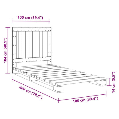 Giroletto con Testiera 100x200 cm Legno Massello di Pino