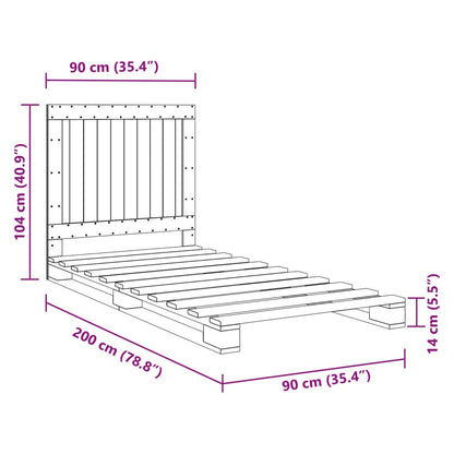 Giroletto con Testiera Grigio 90x200 cm Legno Massello di Pino - homemem39