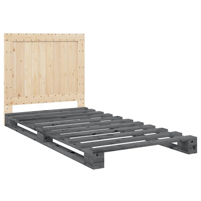 Giroletto con Testiera Grigio 100x200 cm Legno Massello di Pino | homemem39
