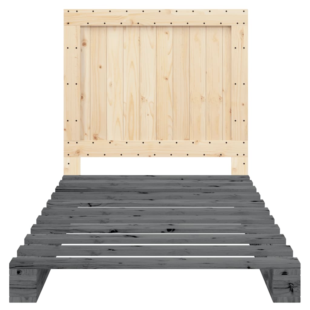Giroletto con Testiera Grigio 100x200 cm Legno Massello di Pino | homemem39
